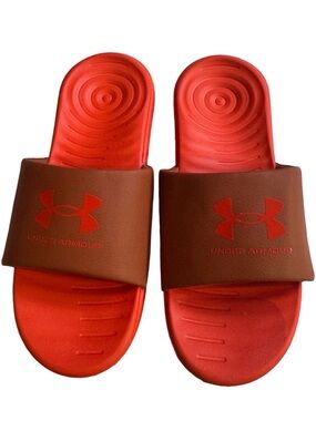 Under Armour Orange Slides Sandals Men Size 8 I Woman 9.5